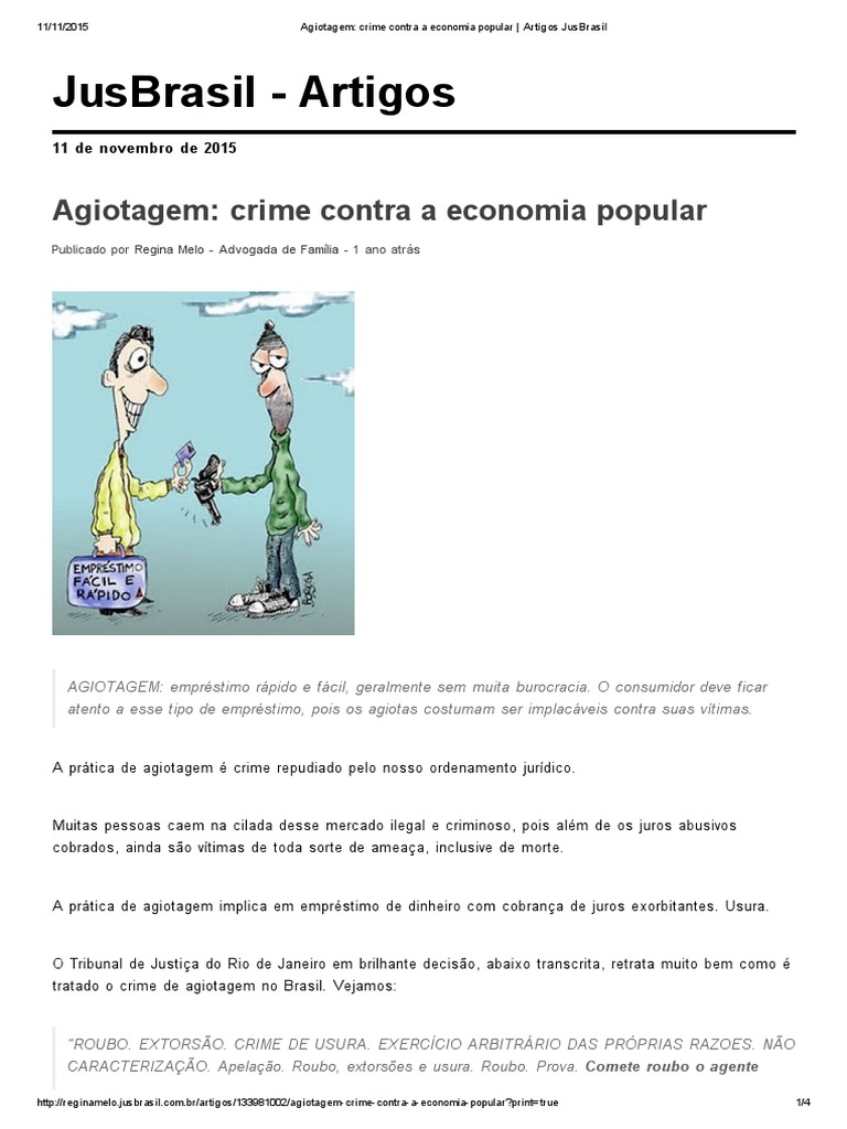 Agiotagem - Crime Contra A Economia Popular - Artigos JusBrasil | PDF ...
