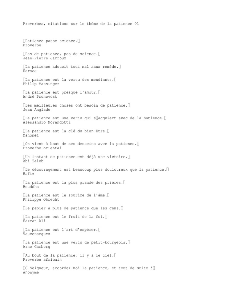 Proverbes Citations Sur Le Theme De La Patience 01