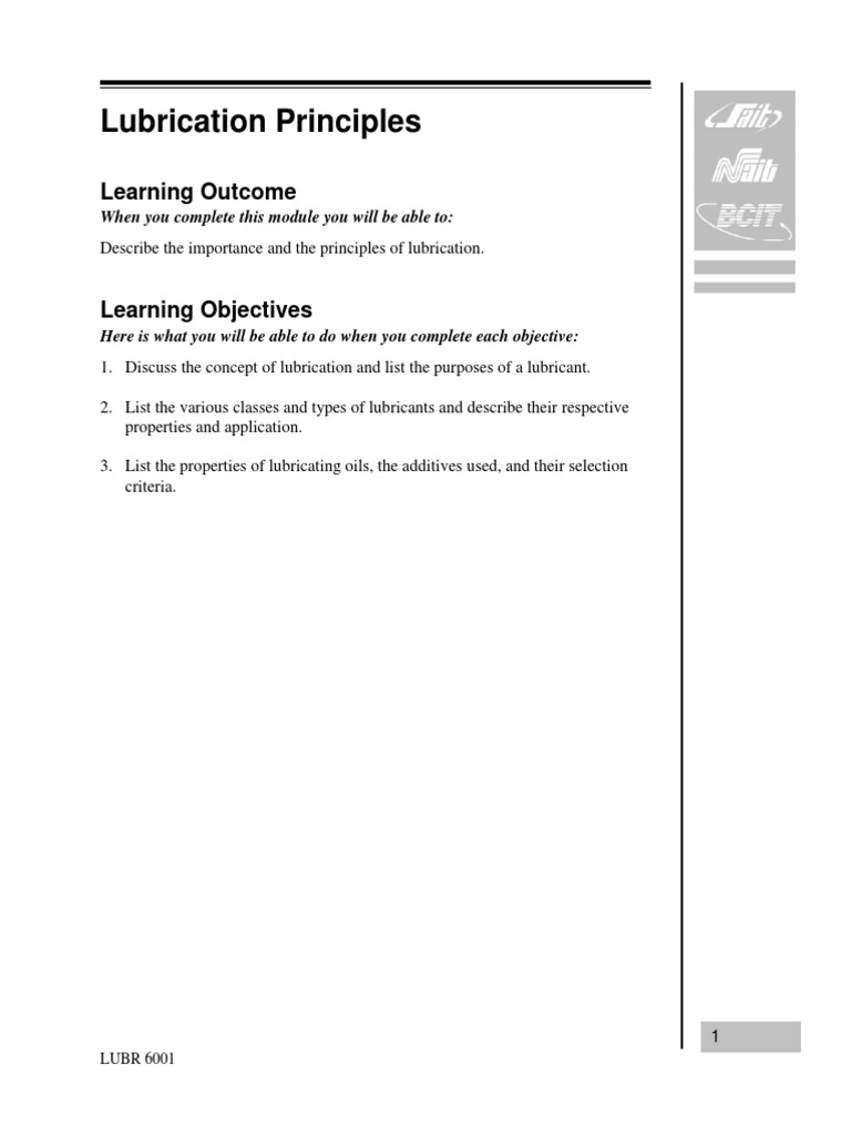 A Comprehensive Overview of Lubrication Principles, Classes of