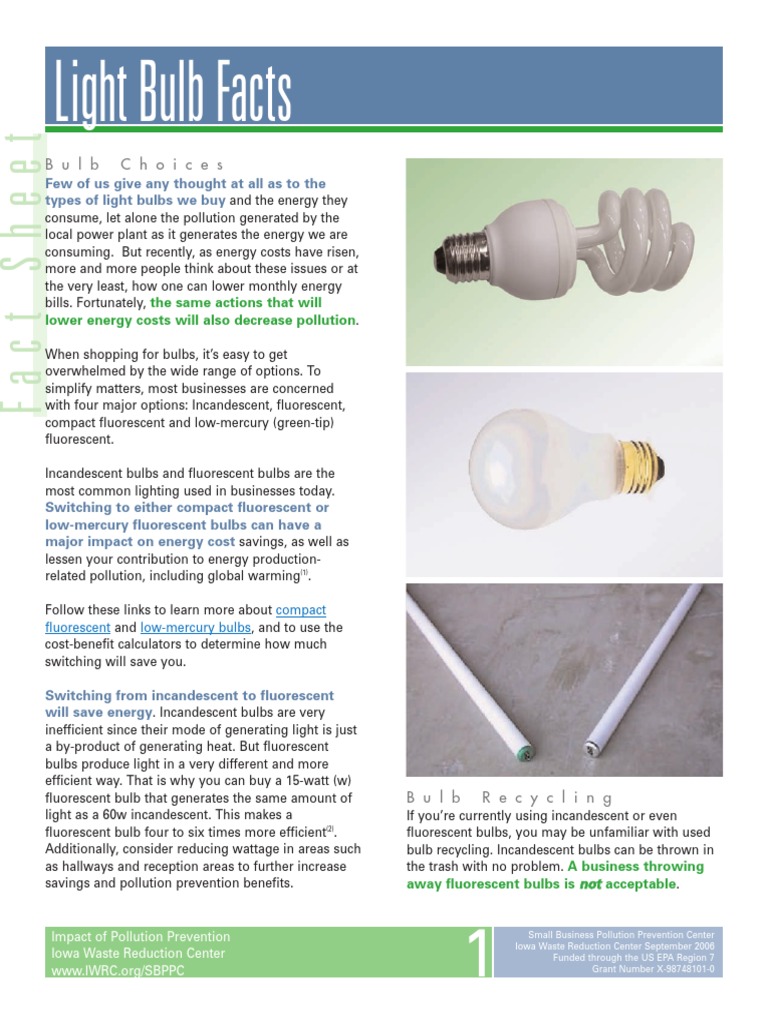 Light Bulb Facts.pdf Fluorescent Lamp Mercury (Element)