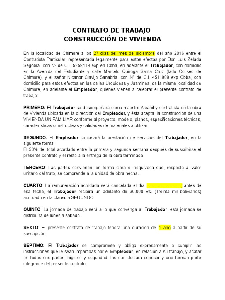 Contrato de Construcción | PDF | Pagos | Euro