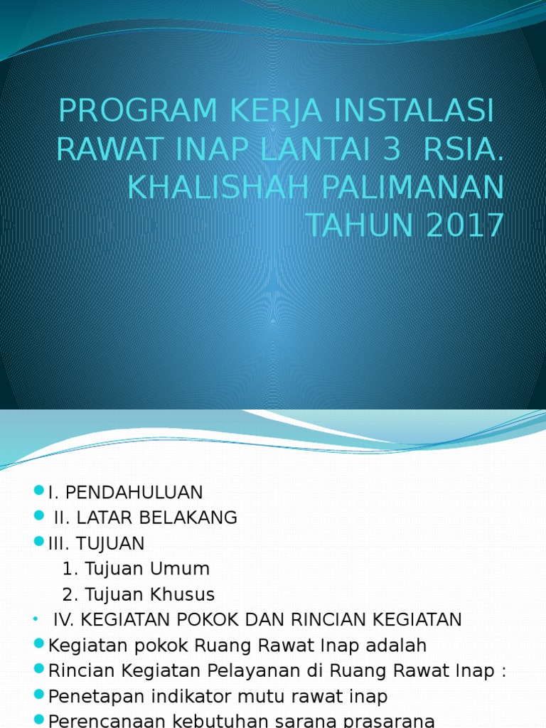 Program Kerja Rawat Inap RSIA Khalisah | PDF
