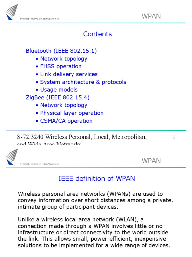 Bluetooth & ZigBee WPAN Overview | PDF | Bluetooth | Wireless Lan