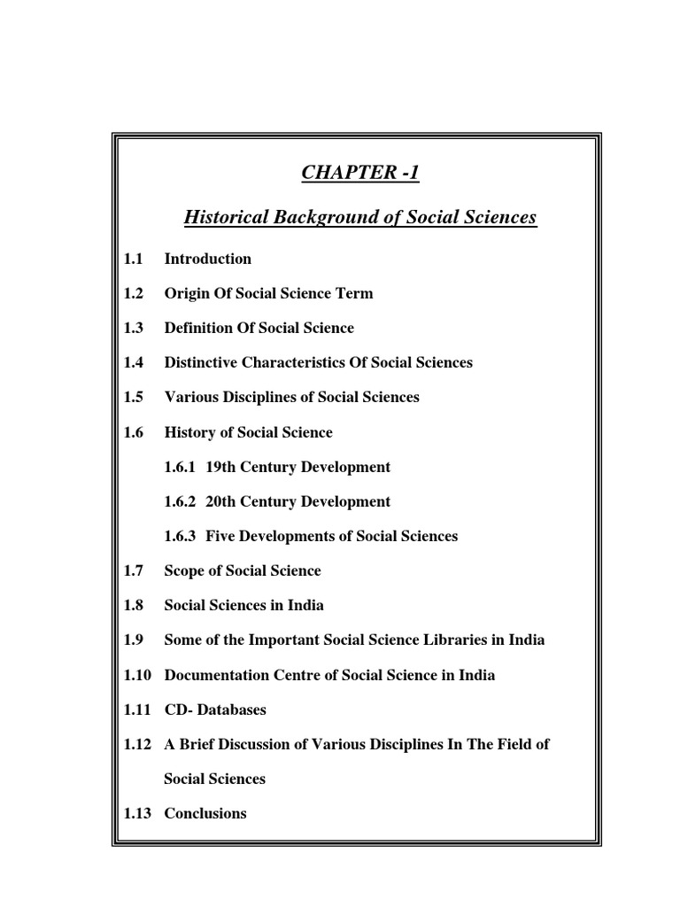 Historical Background of Social Science Social Sciences Sociology