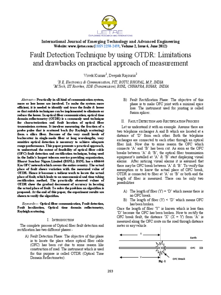 Fault Detection Technique by Using OTDR PDF PDF