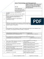 Checklist and Reports by the Employees