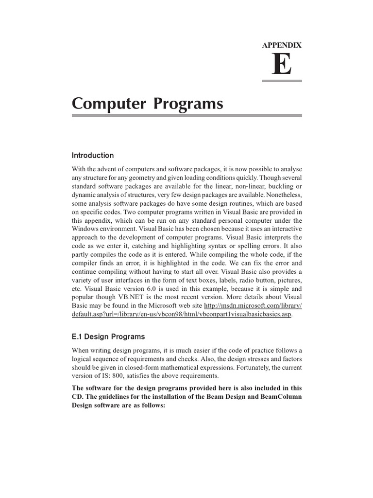 Computer Programs: Appendix | PDF | Basic | Bending