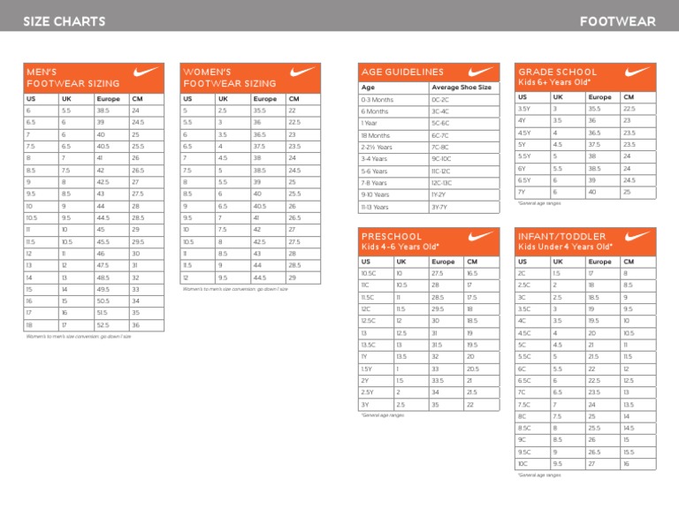 Comprehensive Footwear Sizing Guide | PDF