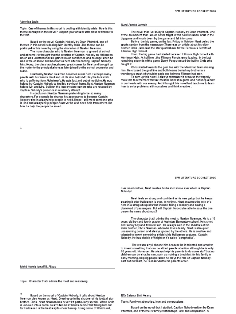 Spm Literature Booklet 2016 Pdf Compassion