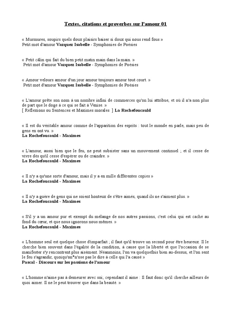 Textes Citations Et Proverbes Sur L Amour 01 Beaute Amour