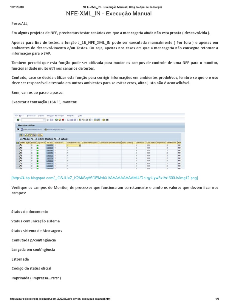 J 1b Nfe XML in - Nfe-XML in - Execução Manual | PDF | Informação ...