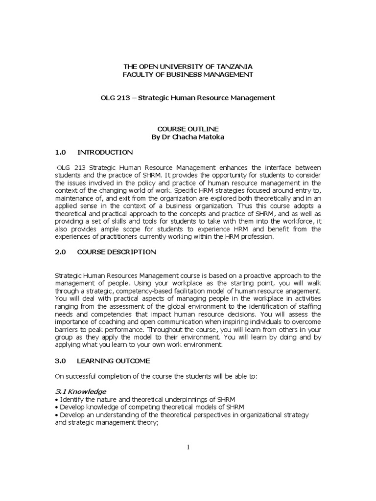 STRATEGIC HUMAN RESOURCE MANAGEMENT pdf Strategic Management Human 