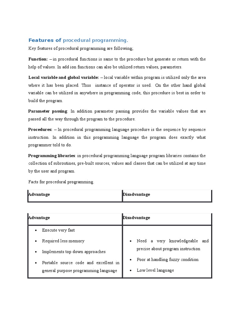Key Features and Facts of Procedural Programming | PDF