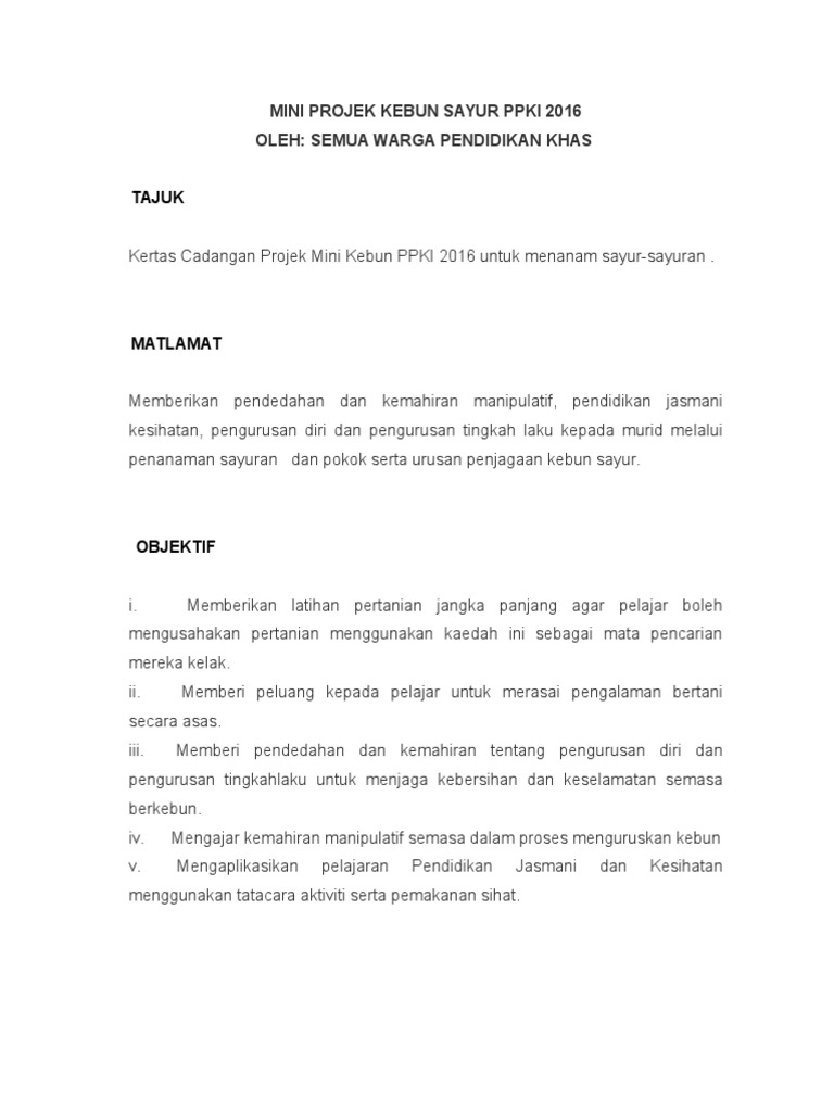 KERTAS KERJA KEBUN