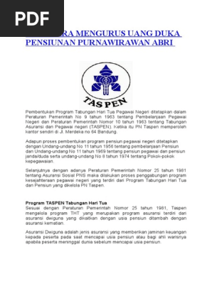 Tata Cara Mengurus Uang Pensiunan Pns Dan Uang Duka Docx