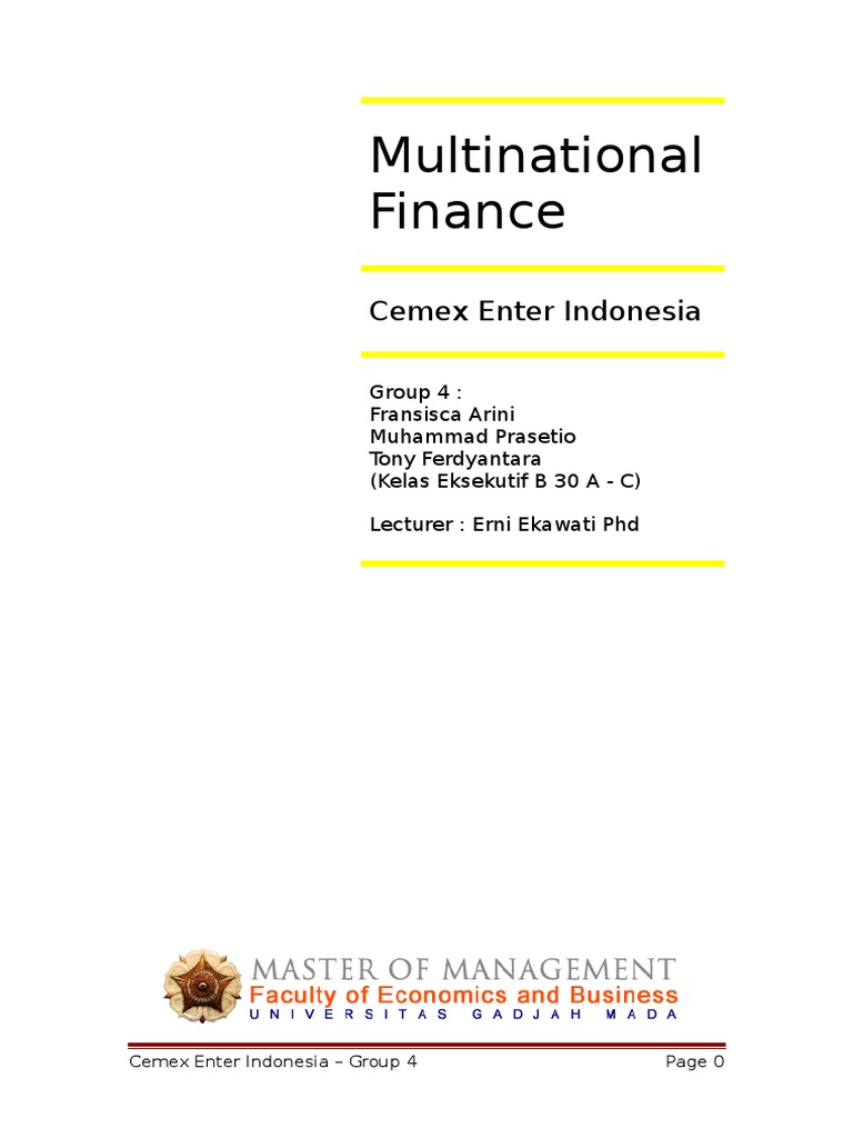 Cemex Enter Indonesia_Group 4 | Indonesian Rupiah | Capital Budgeting