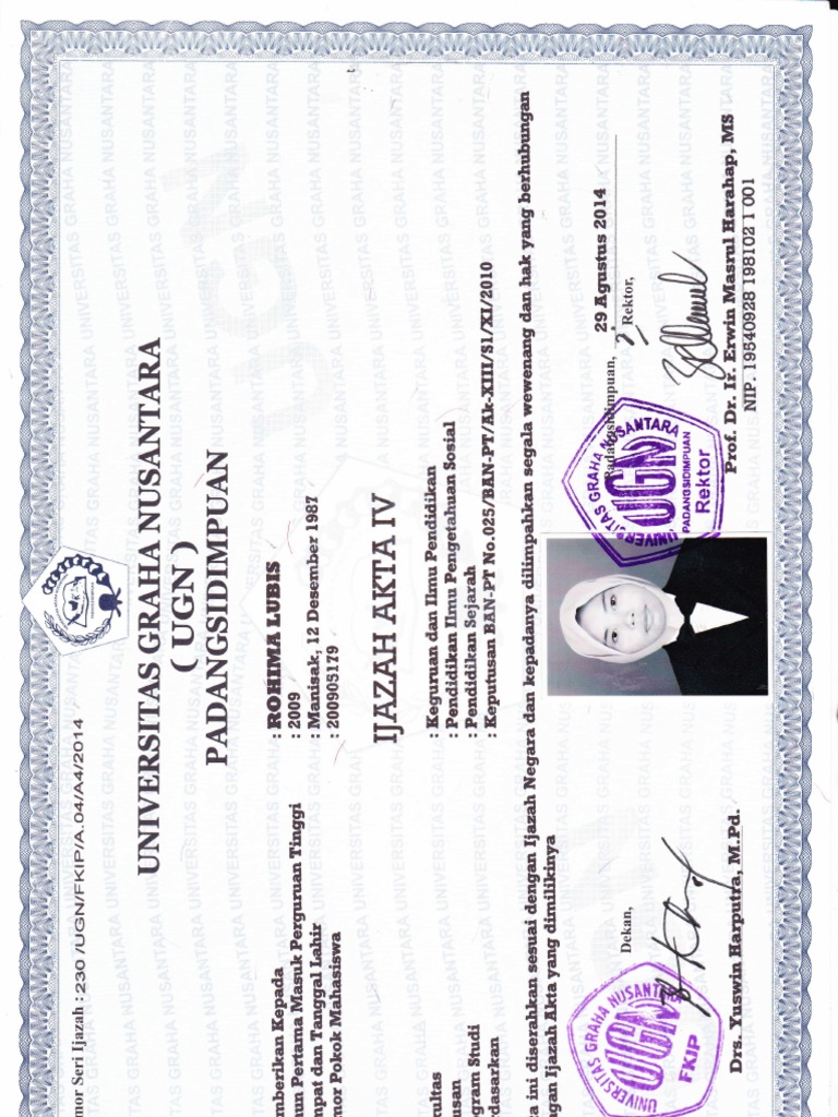 Ijazah Ak - IV Rohima PDF | PDF