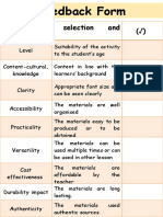 Factors in Selection and Evaluation ( ) : Level Content-Cultural, Knowledge Clarity Accessibility Practicality