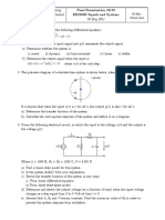 Final Examination 20102 EE2000E Signals and Systems: Closed Book