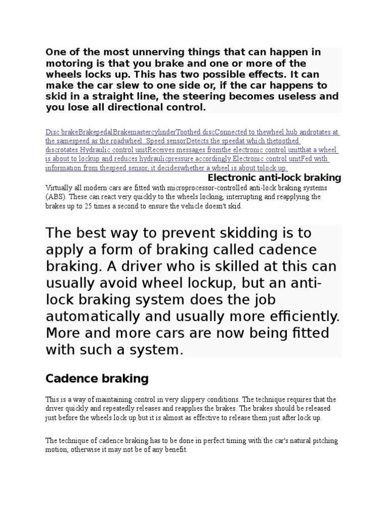 Cadence Braking | PDF | Anti Lock Braking System | Brake