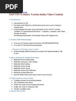 SAP CIN (Country Version India) Video Content: I. Introductions