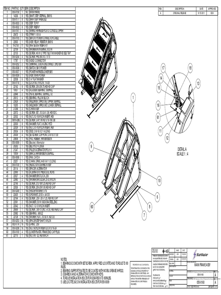 Main Frame Assembly Components List | PDF | Washer (Hardware) | Screw