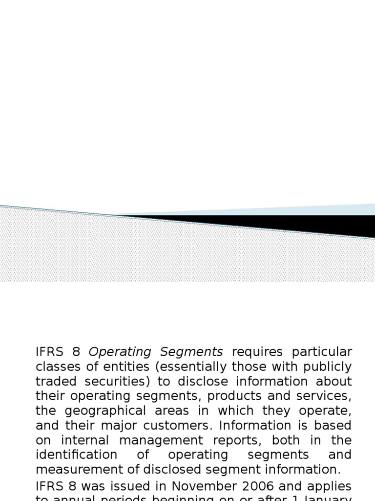 Ifrs 8 Operating Segments International Financial Reporting Standards