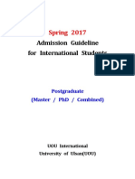 (Spring 2017) UOU Admisison Guideline For Postgraduate Programme