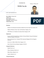 WONG Yao Jie: Curriculum Vitae