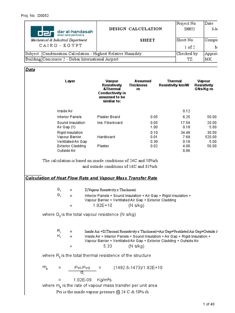 Design Calculation Sheet: Mechanical & Industrial Department | Download ...