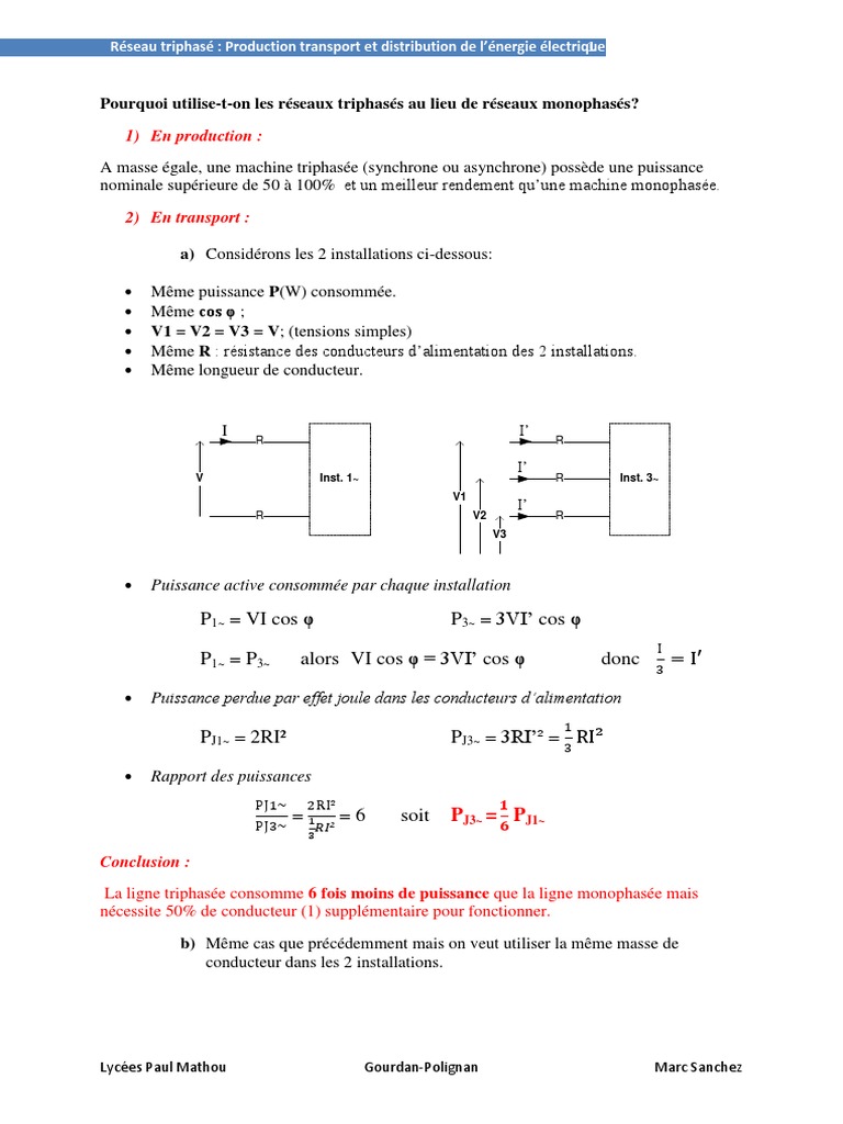Pertes Joule Réseau 1 Et 3 Réseau électrique Puissance (physique)