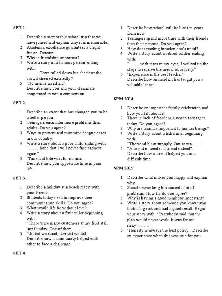 Sample essay spm image