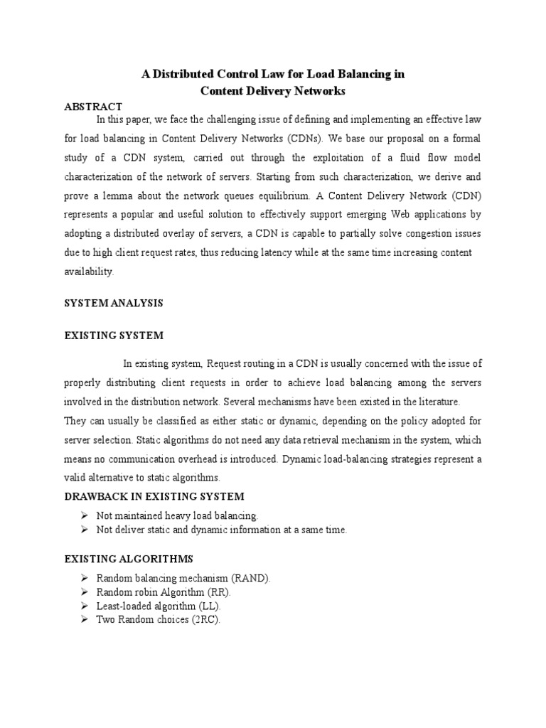 A Distributed Control Law For Load Balancing in Content Delivery ...