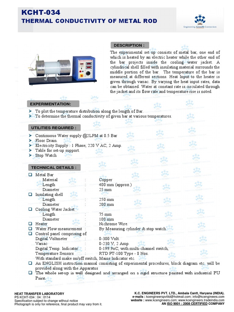 Thermal Conductivity of Metal Rod | PDF