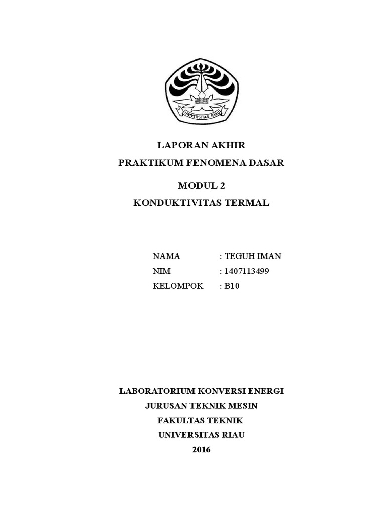 Laporan Konduktivitas Termal Teguh Iman 1407113499