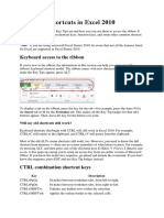 Full List of Keyboard Shortcuts in Excel 2010