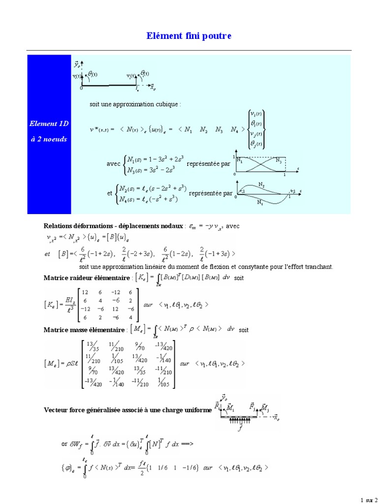 Methode Des Elements Finis Lexique Element Fini Poutre | PDF