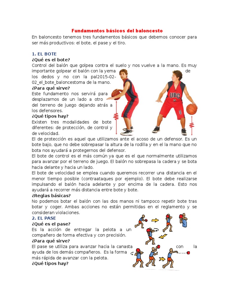 Fundamentos Básicos Del Baloncesto | PDF | Posiciones de baloncesto | Pelota