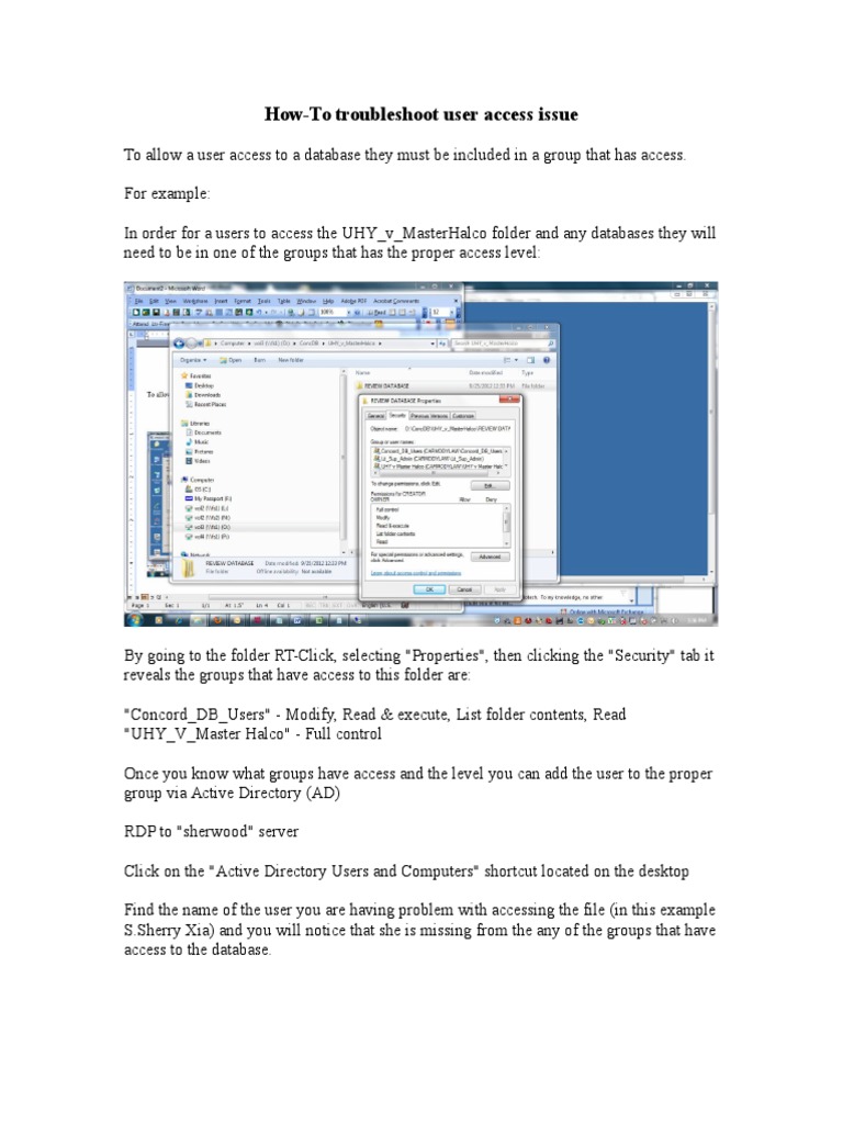 Troubleshooting User Access Issues | PDF | Computers