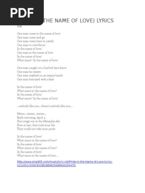 Bitė Parselis Vyriausybė Pride In The Name Of Love Lyrics Rubberlesque Com