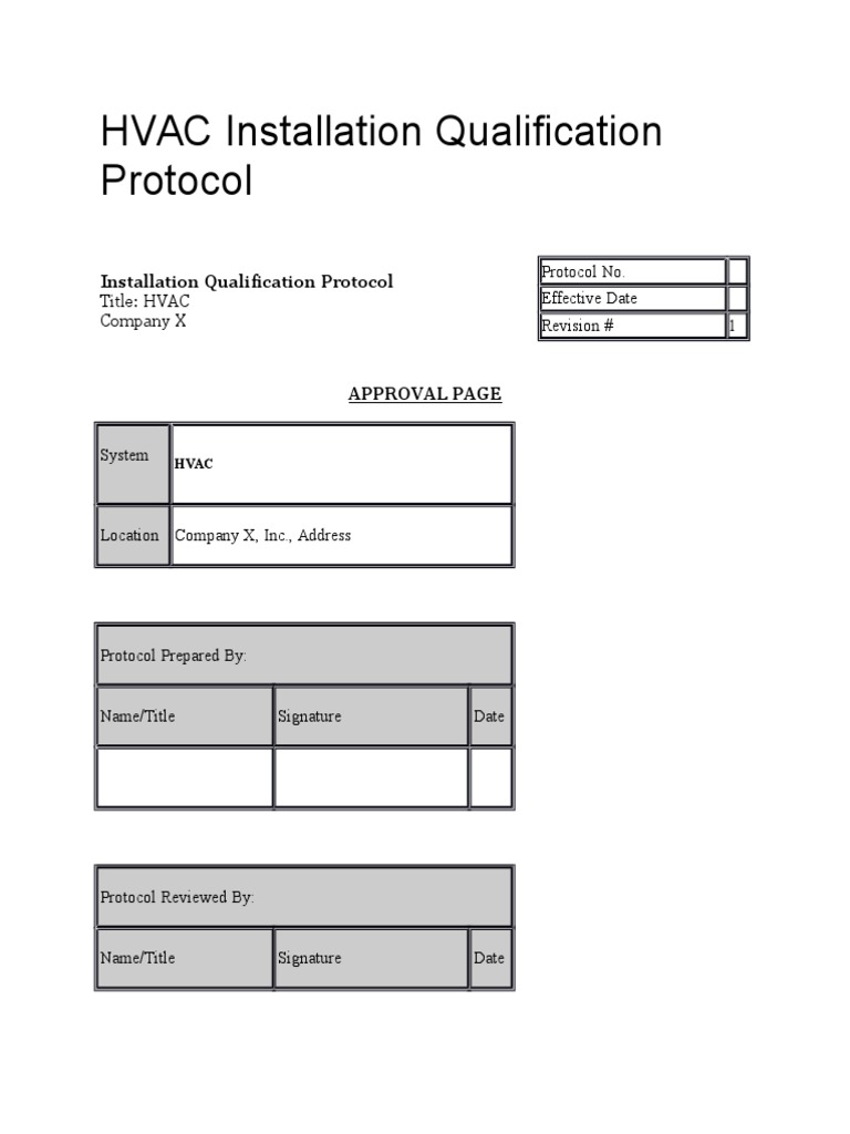 HVAC Protocol Calibration Verification And Validation