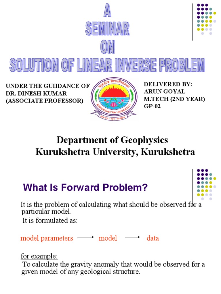 Solution of Linear Inverse Problem | PDF | Inverse Problem ...