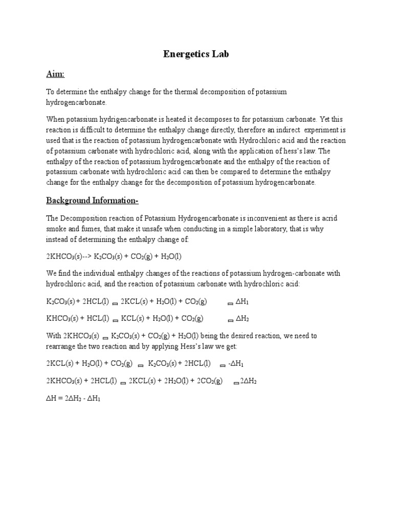 Energetics Lab - Chem | Download Free PDF | Hydrochloric Acid ...