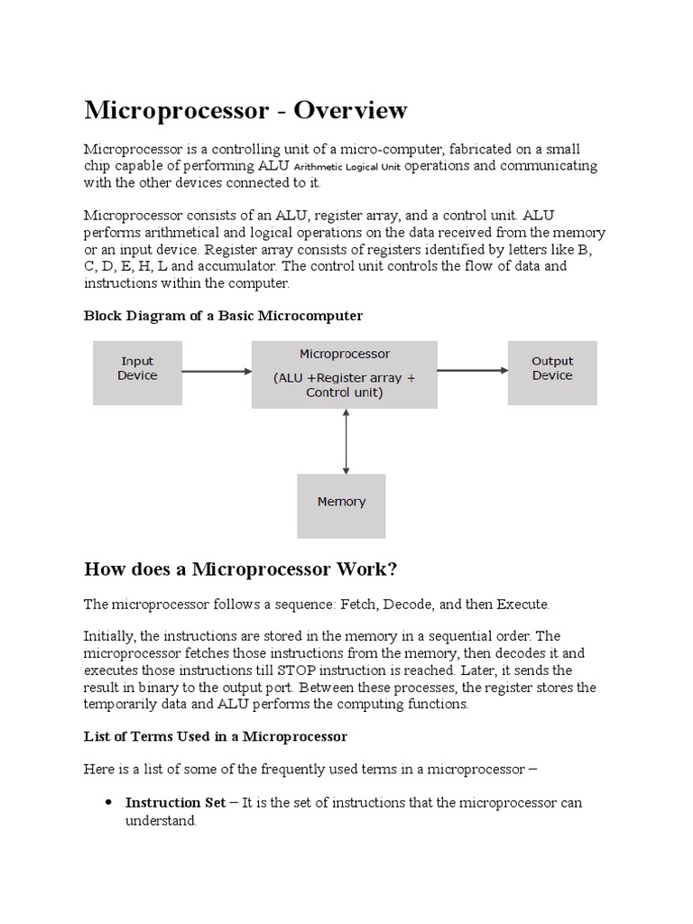 Microprocessor - Overview: How Does A Microprocessor Work? | PDF ...