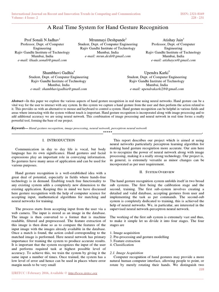Real-Time Hand Gesture Recognition System | PDF | Image Segmentation ...