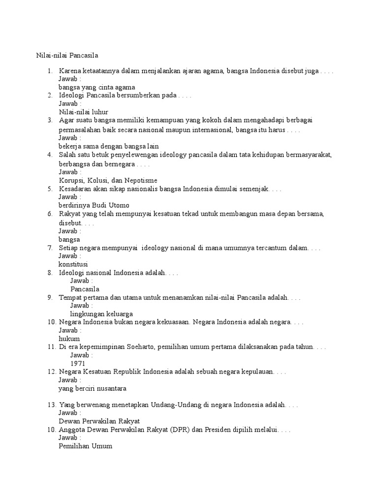 Soal Cerdas Cermat Pkn
