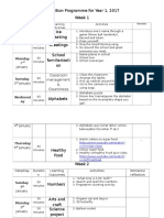 Transition Programme For Year 1, 2017 Week 1: Sunday