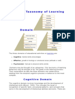 Bloom's Taxonomy of Learning: Cognitive Domain