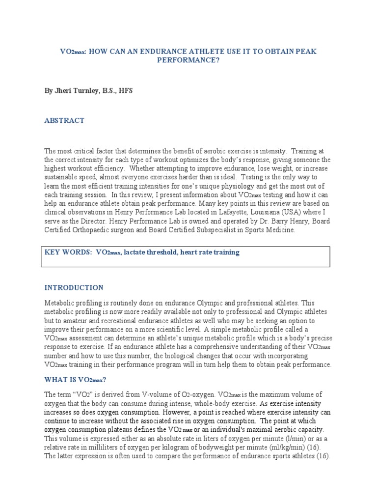 Vo2 Max Pdf Heart Rate Physical Exercise
