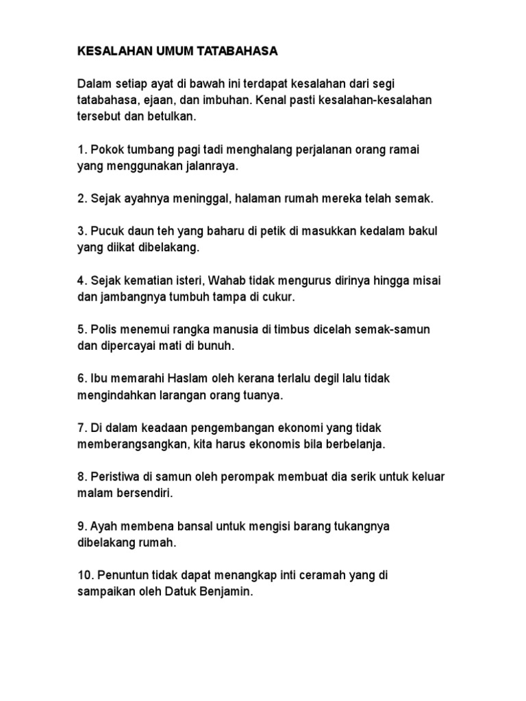 Kesalahan Umum Tatabahasa Pt3 Pdf